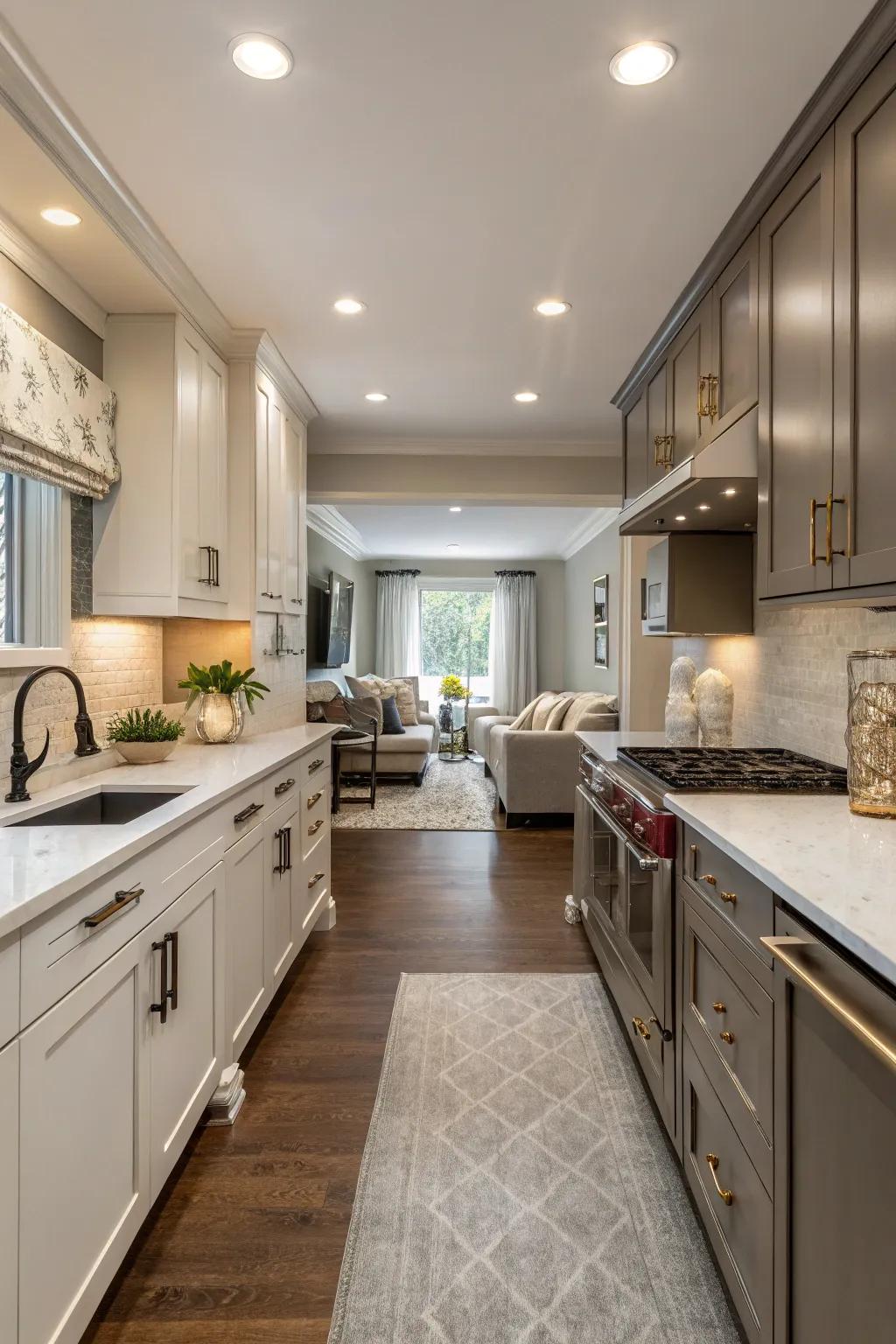 Cabinets with two colors add something interesting to look at.