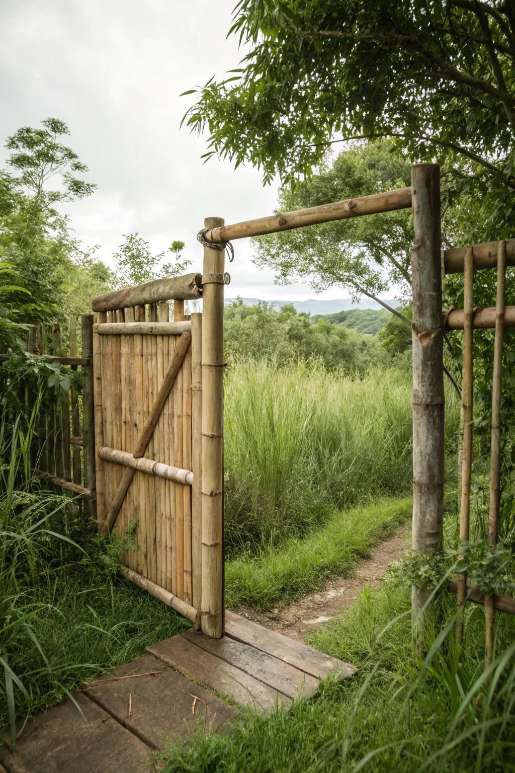 An eco-friendly gate crafted from sustainable materials.