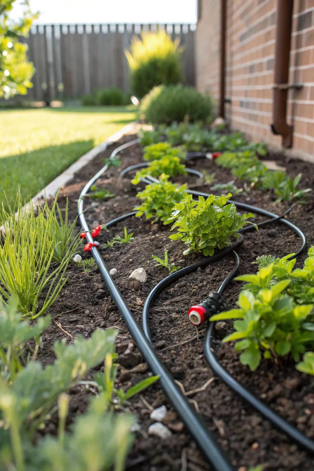 Effortless Elegance: Keep your garden lush with a crafted drip irrigation system.