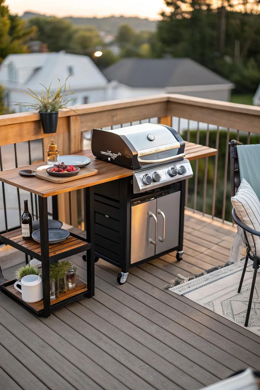 A compact outdoor kitchen turns your deck into a culinary hub.