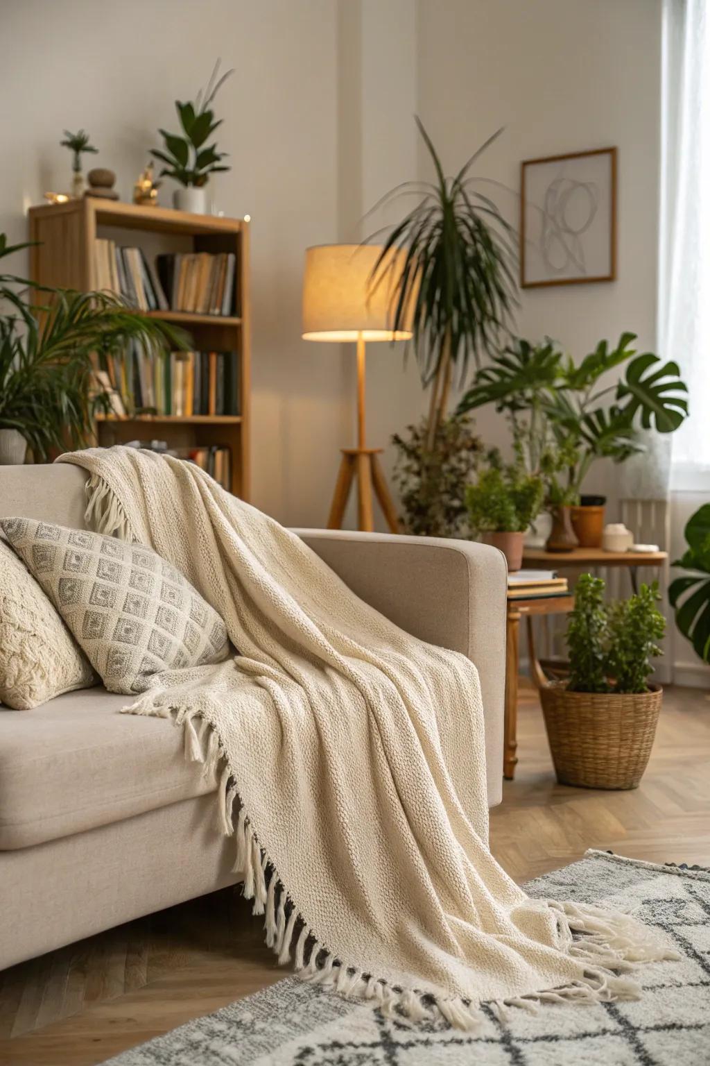 A cozy throw adds warmth and texture to your living space.
