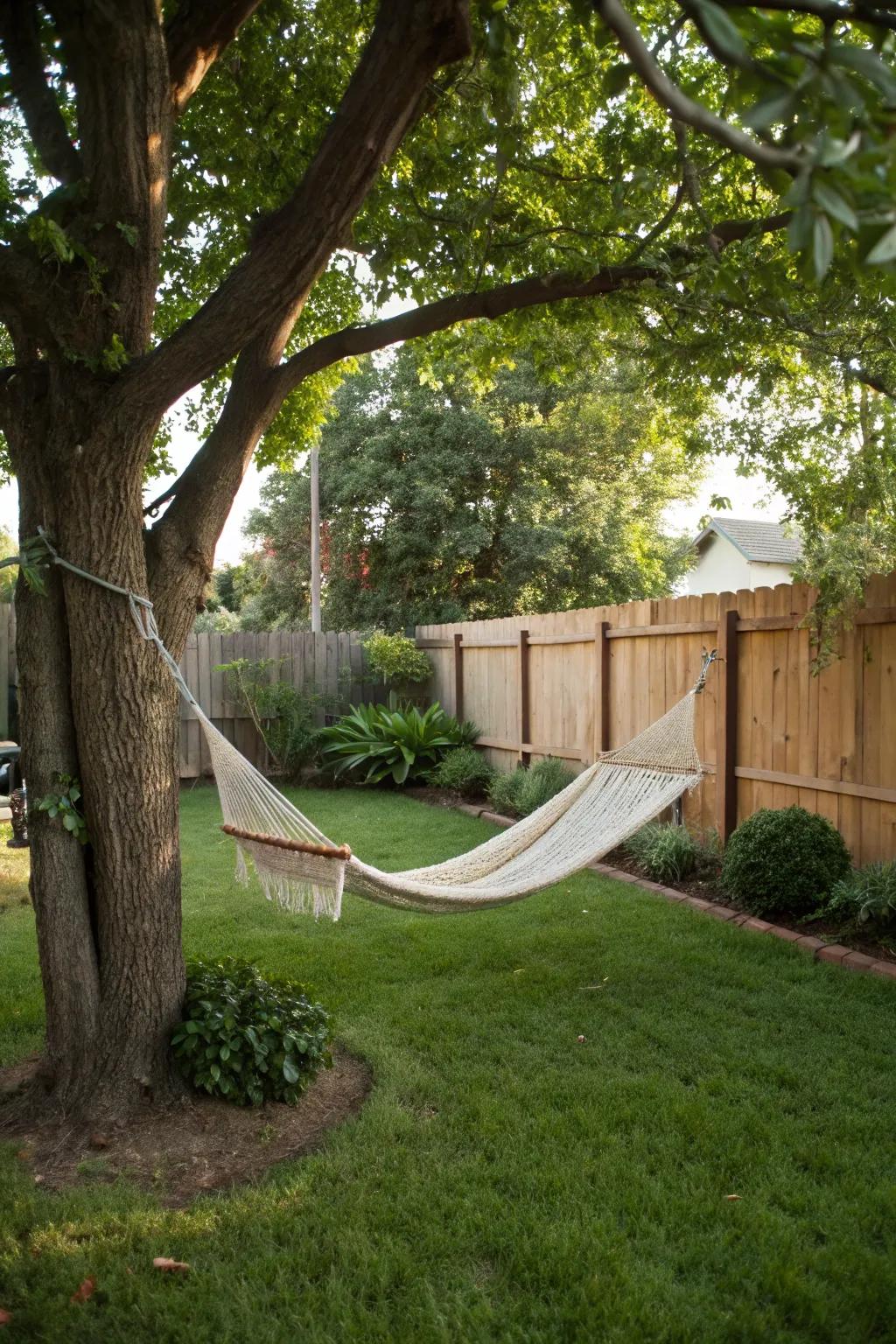 A hammock is your ticket to ultimate garden relaxation.
