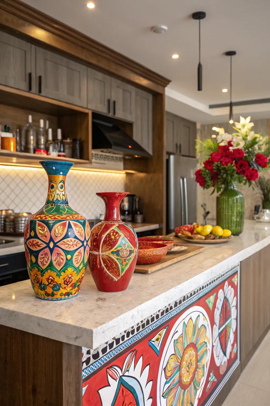 Bold accents add personality to your kitchen bar.