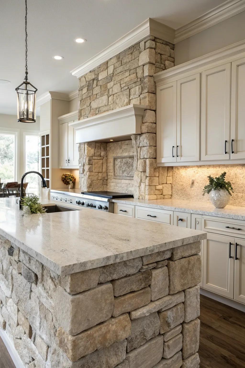 Natural rock adds texture and timeless elegance.