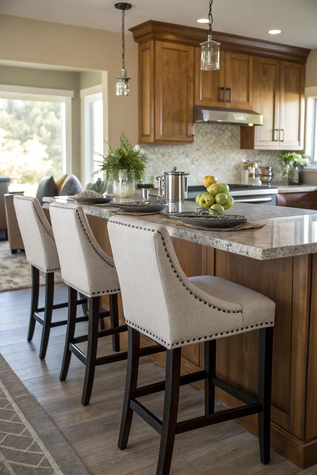 A peninsula with high seating for sociable kitchen moments.