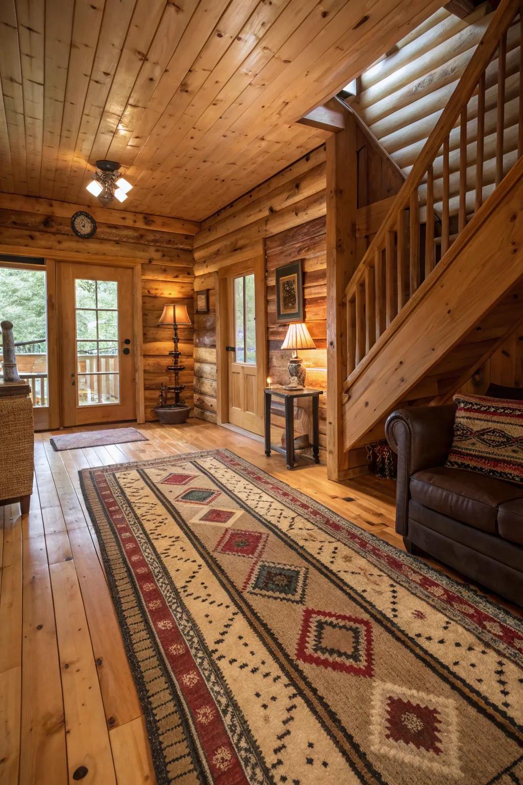 Layered floor mats providing warmth and comfort in the cabin.