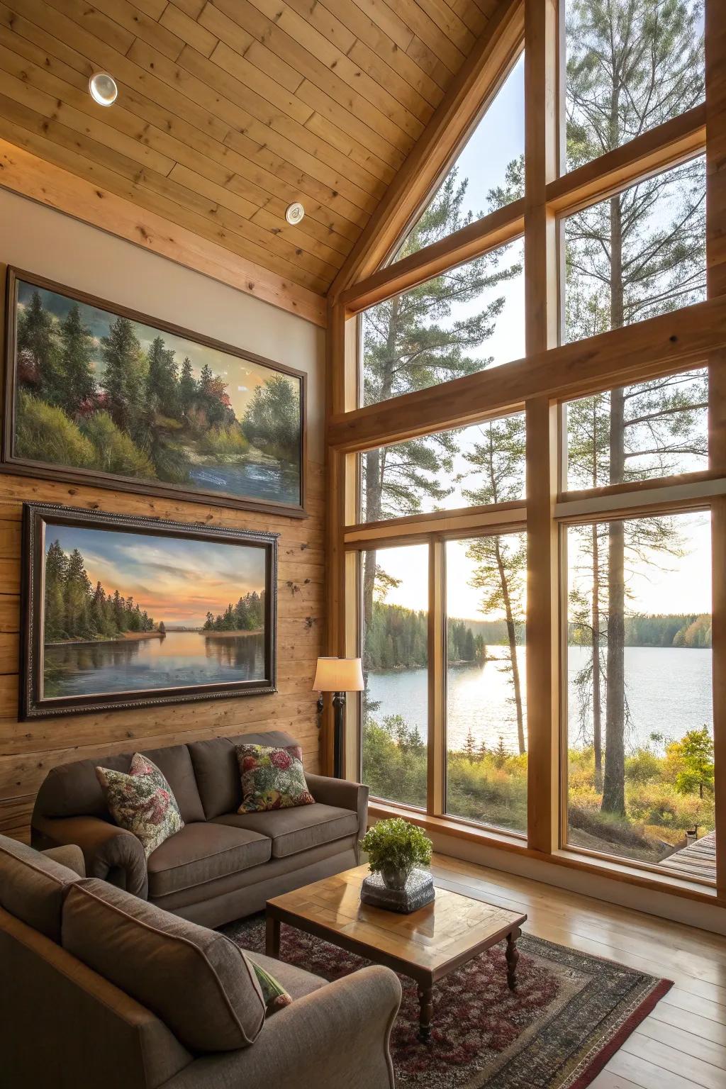 Artwork inspired by nature personalizes the space.