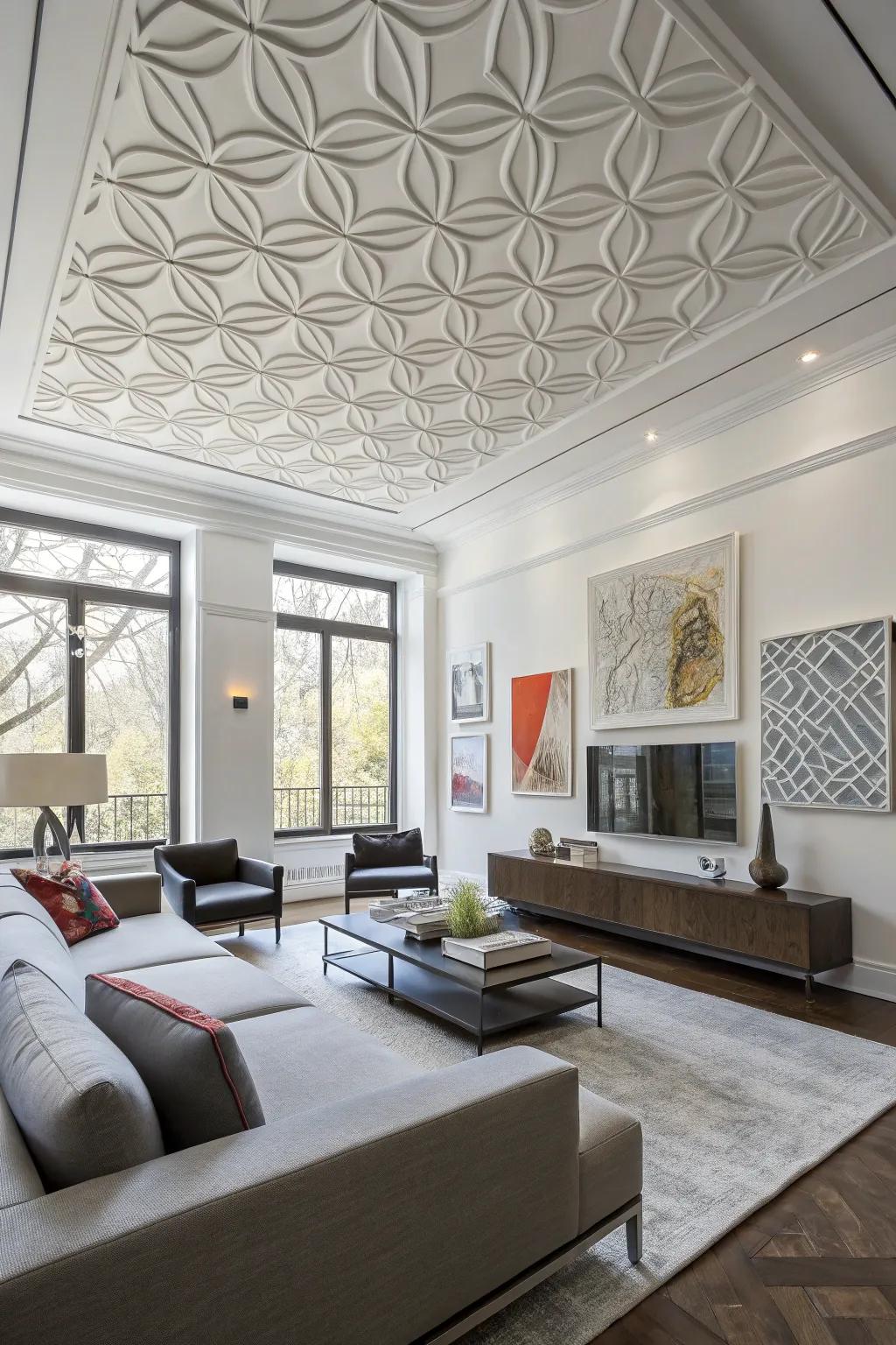 Geometric-patterned crown molding for a modern twist.