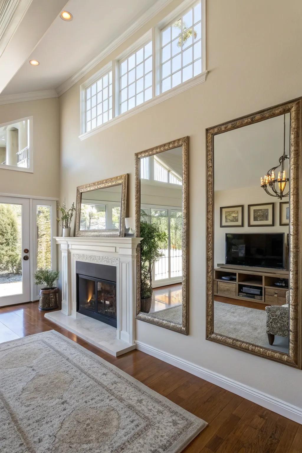 Mirrors can transform the perceived space of a room.