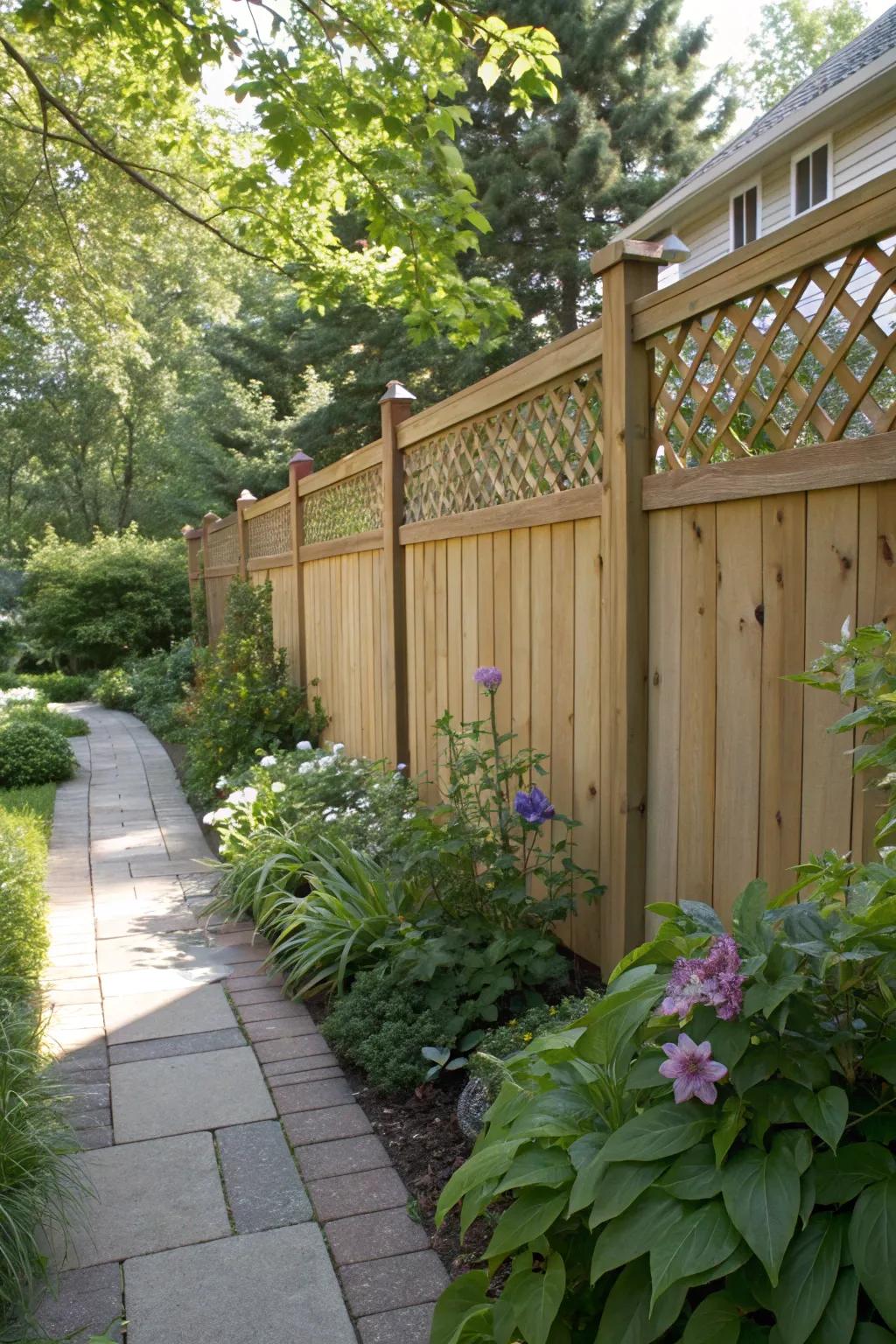 Enhance your fence with a decorative lattice accent.