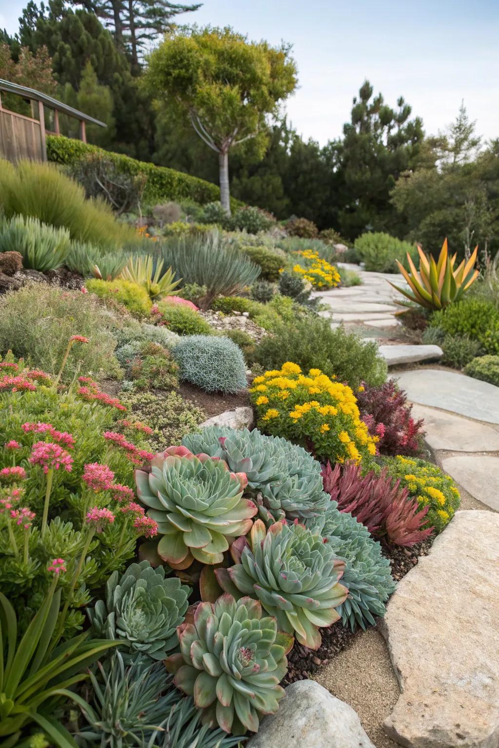 Succulent touches bring modern flair and low upkeep.