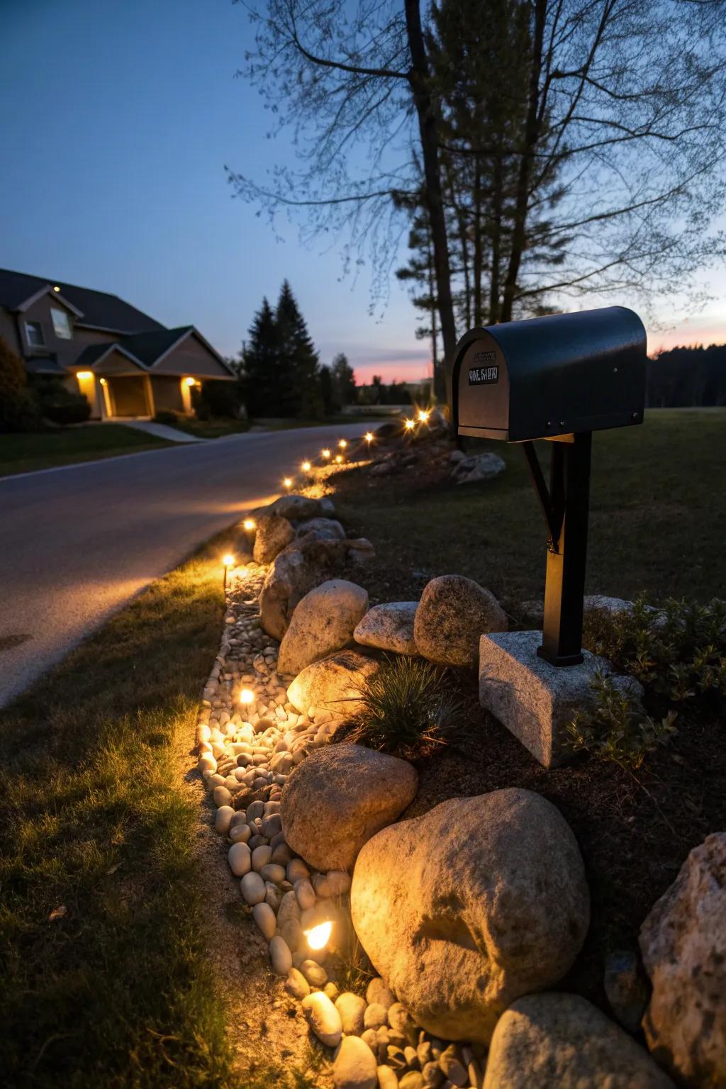 Solar illumination amidst stones crafts a magical evening radiance.