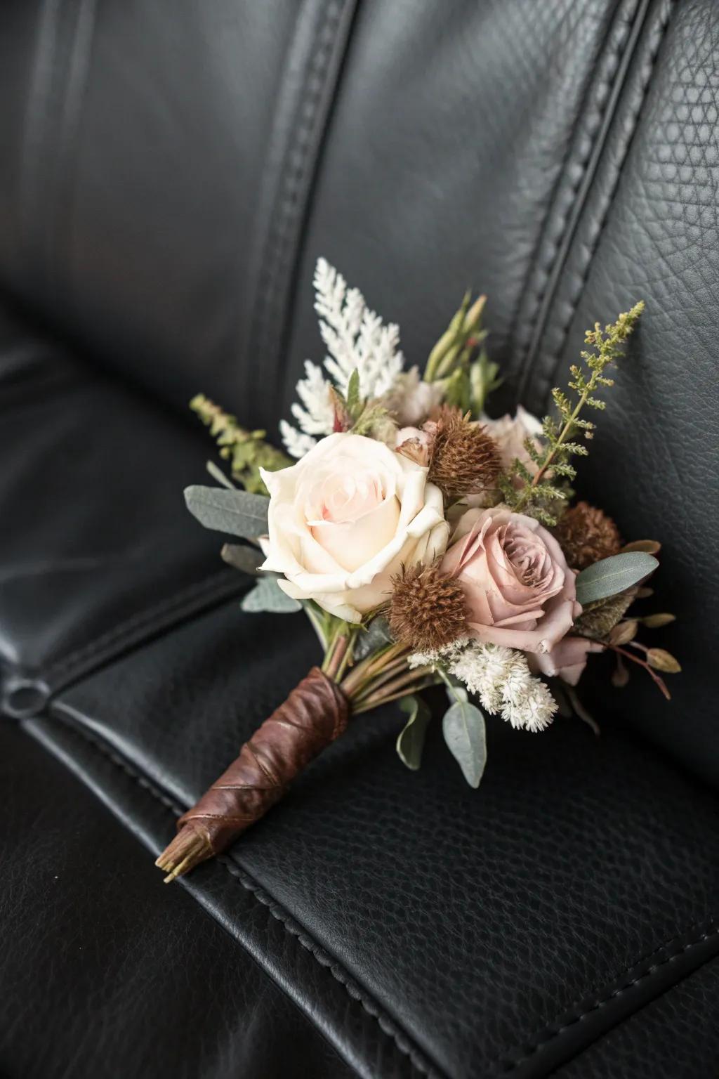 Mixing leather and florals creates a modern variation.