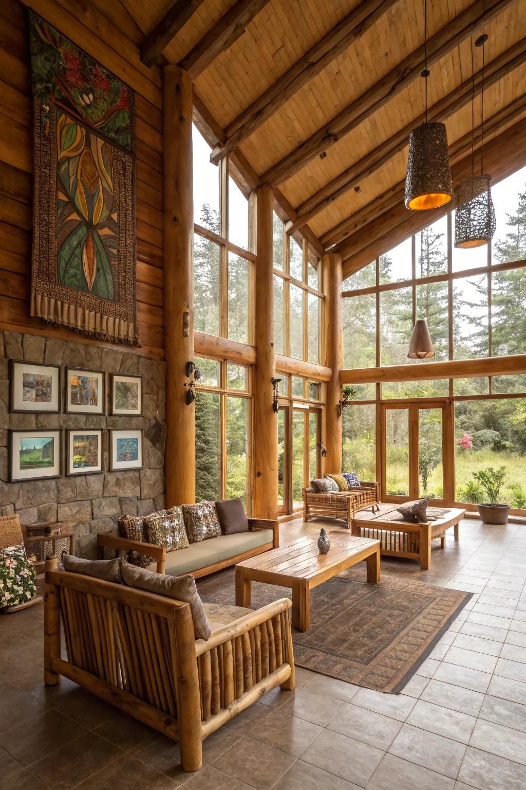 Sustainable design choices enhance the elegance and eco-friendliness of this lodge.