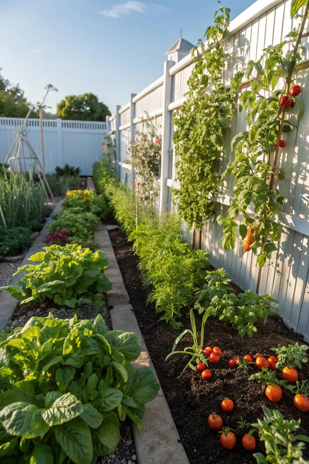 Edible plants bringing beauty and utility to a small garden.