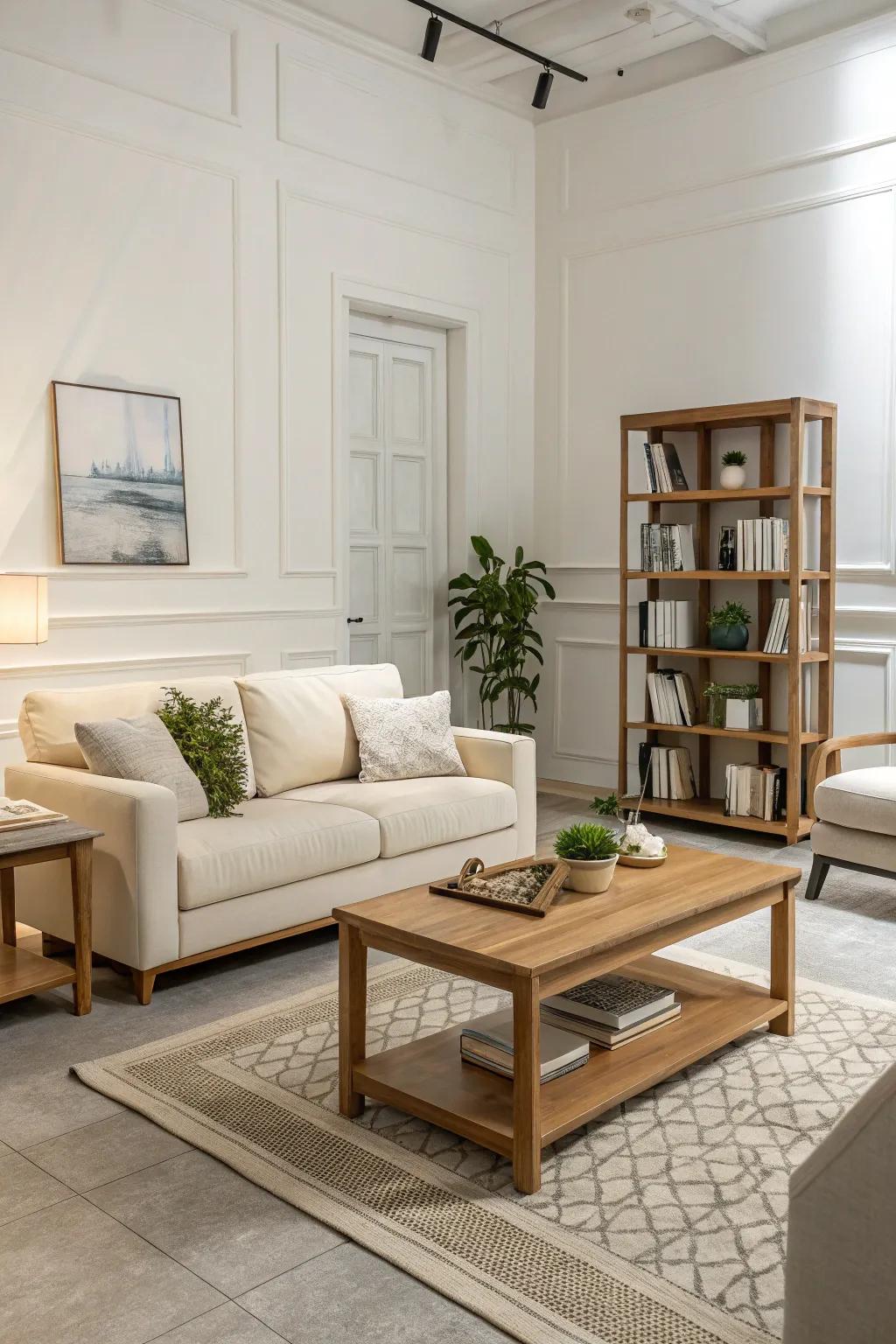 Basic lines in furniture establish a peaceful atmosphere.