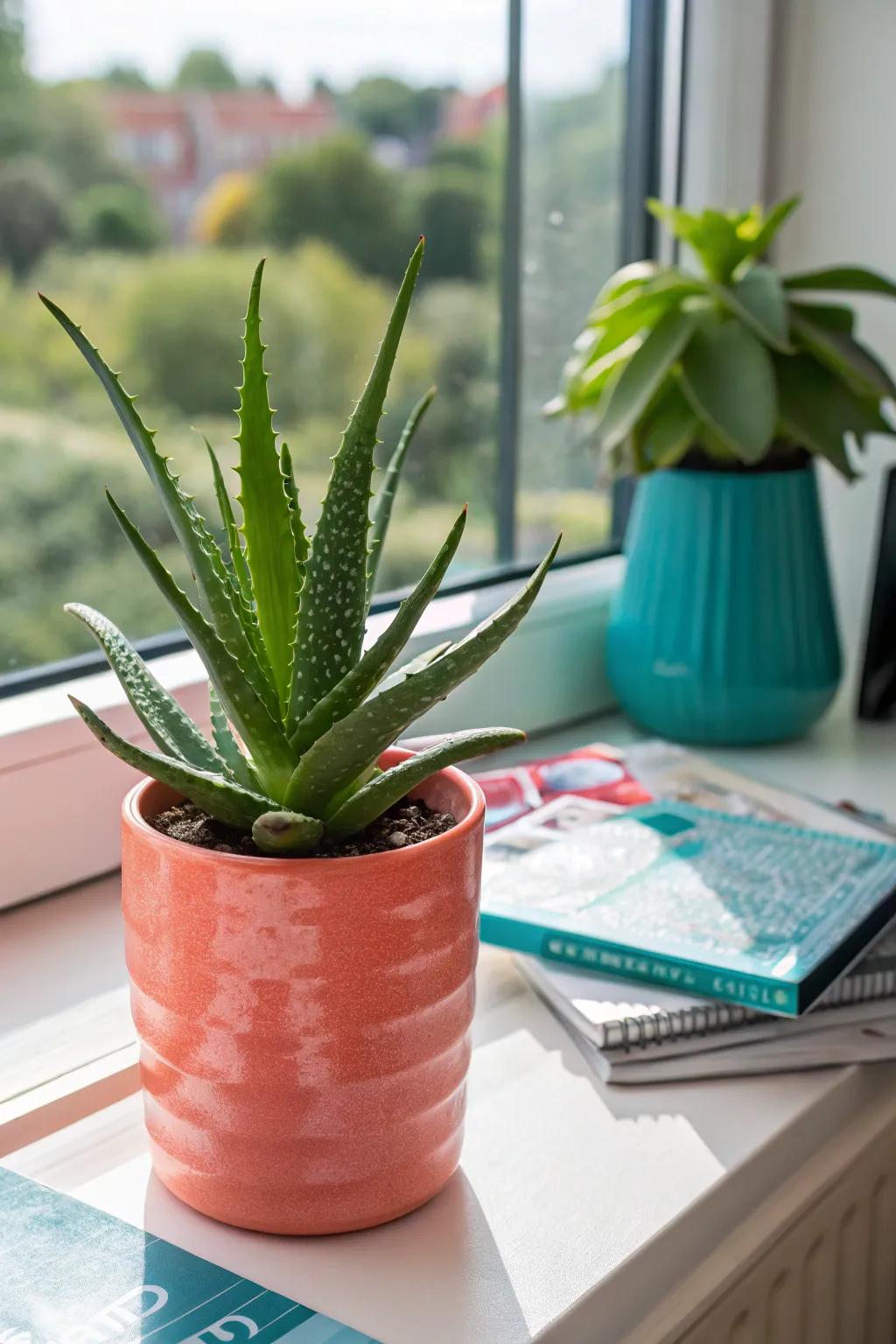 Keep a Healing Succulent in your office for natural healing and air purification, a perfect desk companion.