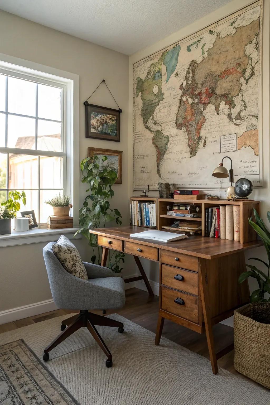 An antique map injects an international spirit into your virtual meeting space.