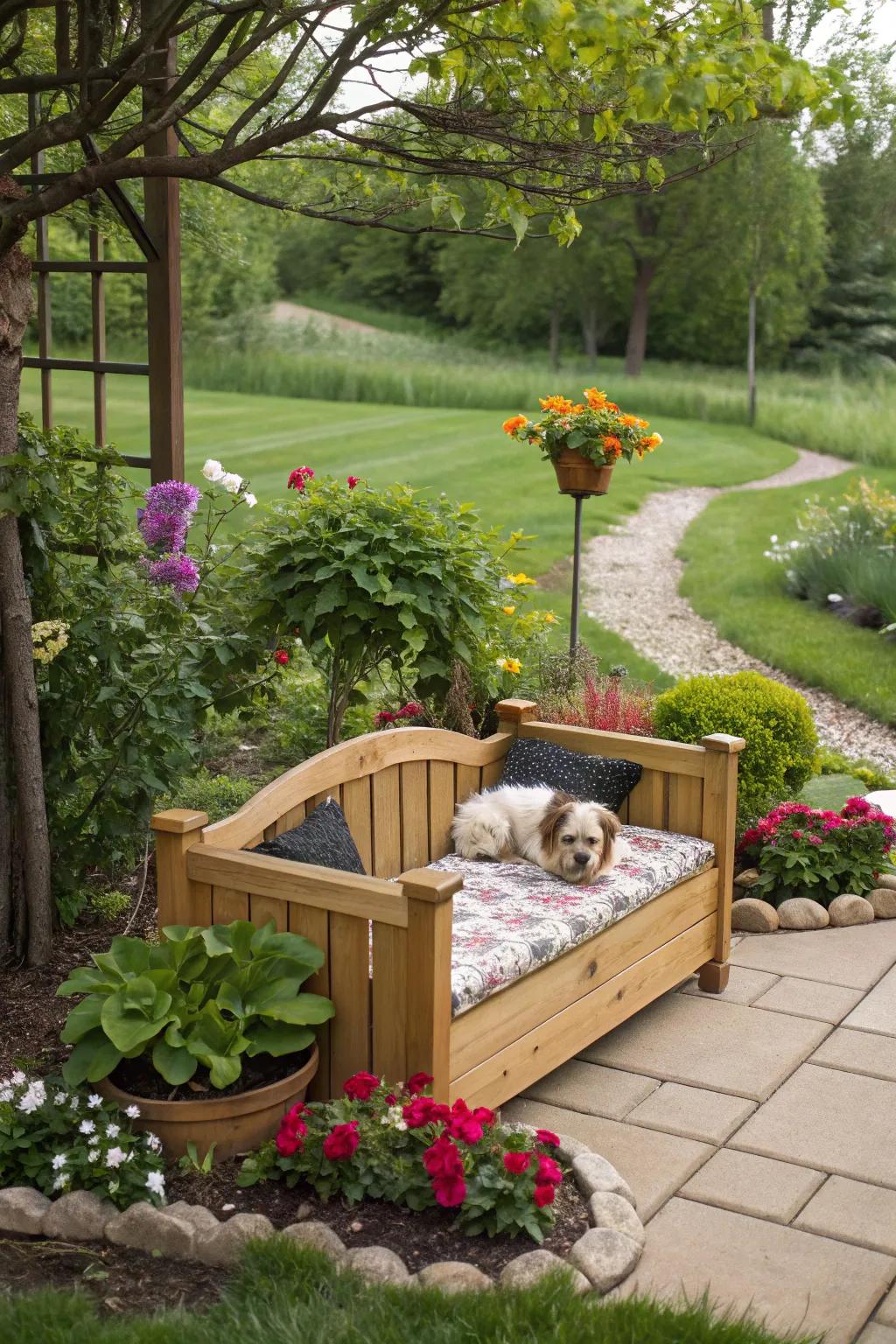 A bench that's as inviting for pets as it is for people.