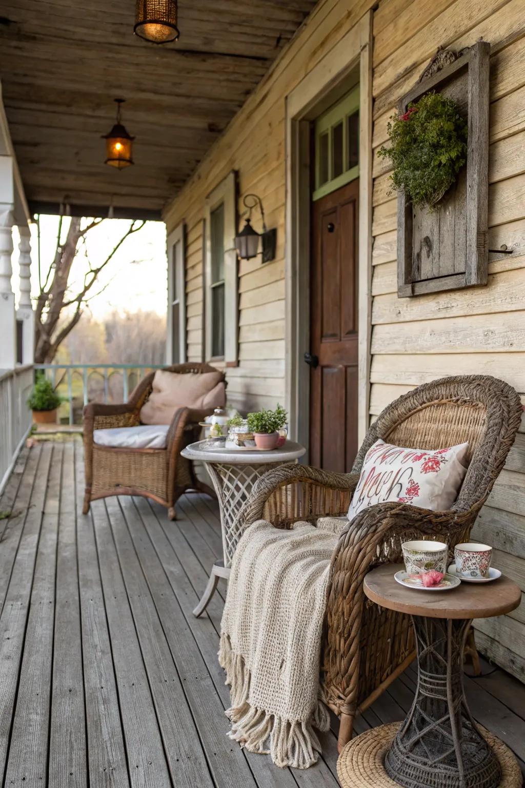 Rustic elements bring warmth and character to this porch.