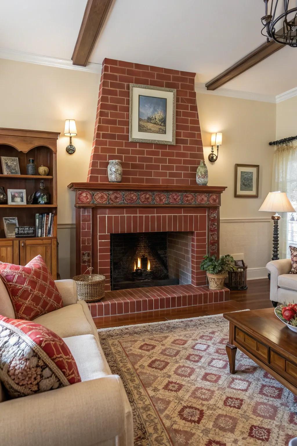 Brick red tiles offer a timeless and cozy charm.