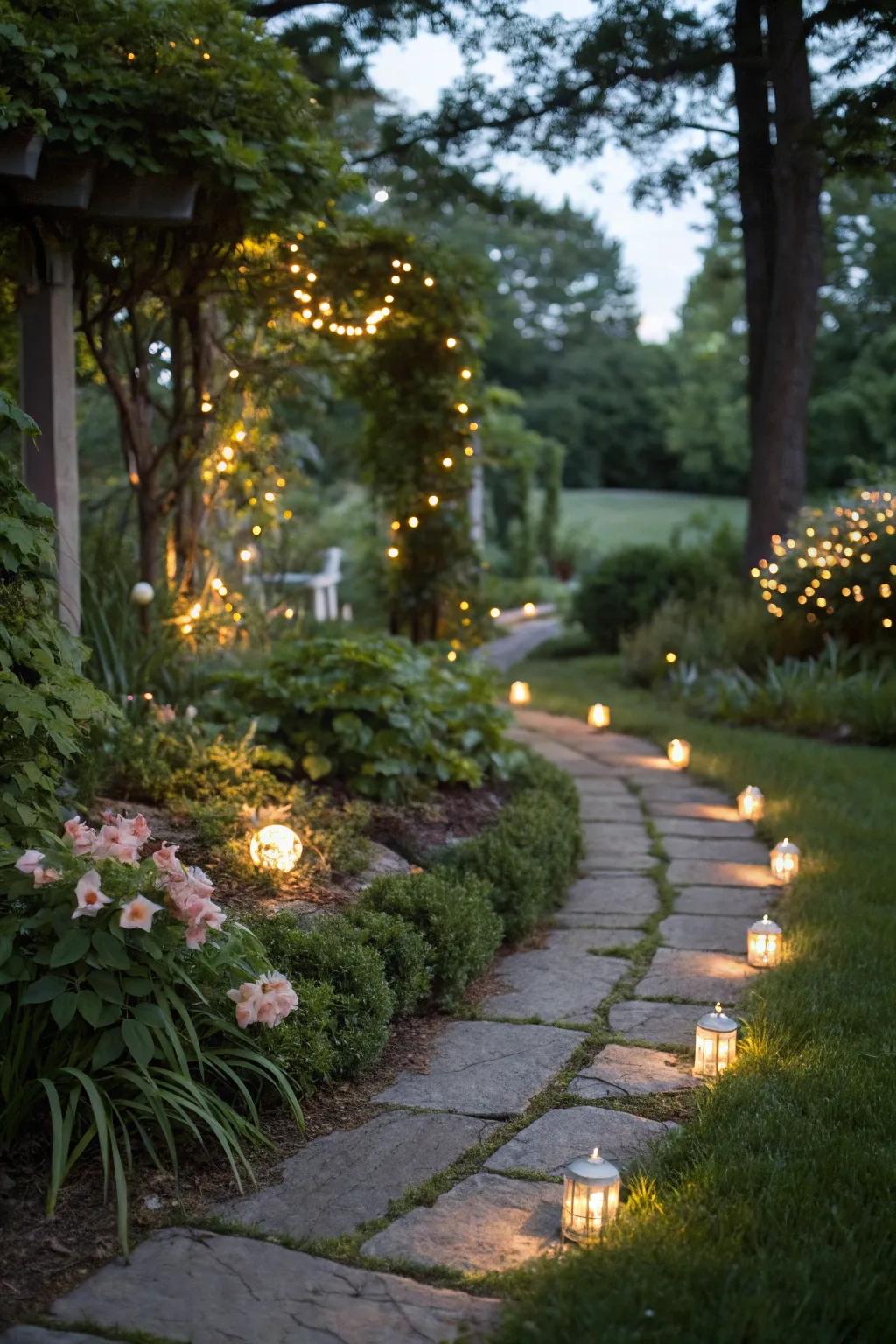 Camouflage lights seamlessly integrate into the garden environment.