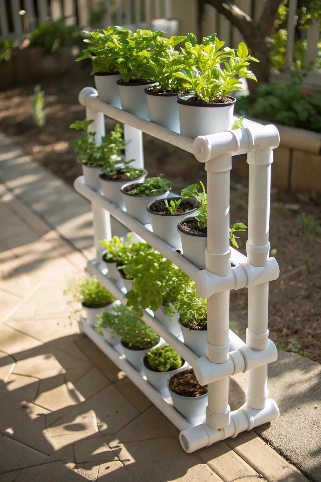 Elevate your garden game with a stylish PVC plant stand—perfect for chasing the sun all year round.