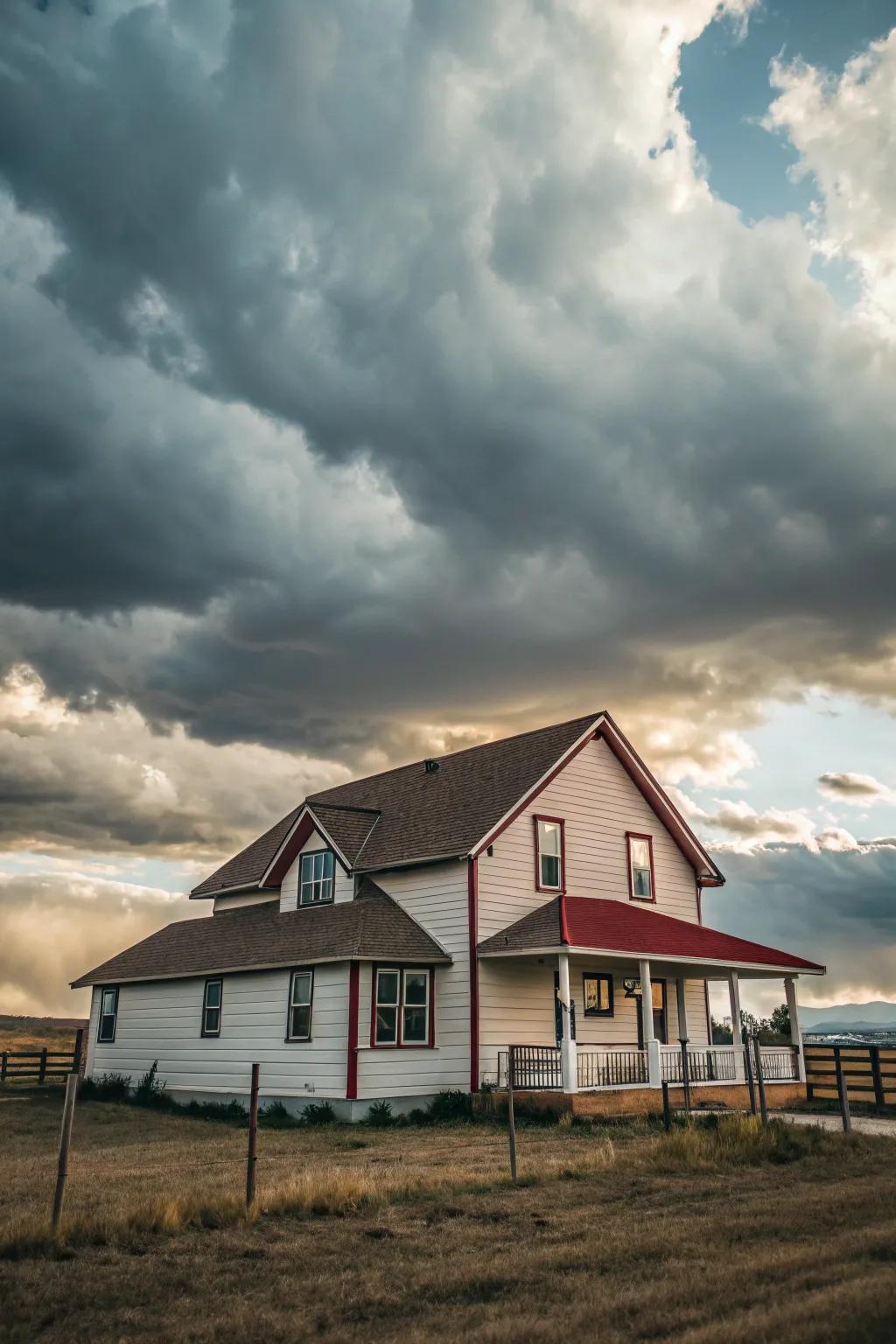 Striking roof lines enhance the visual drama of this ranch house.