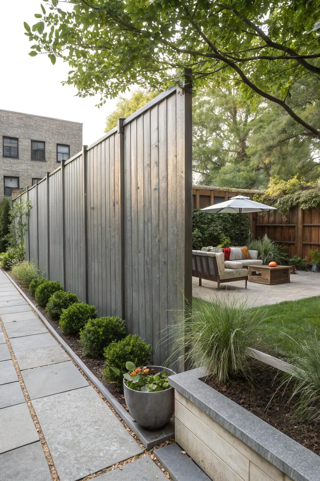 Raw finishes give an urban edge to city-style fences.