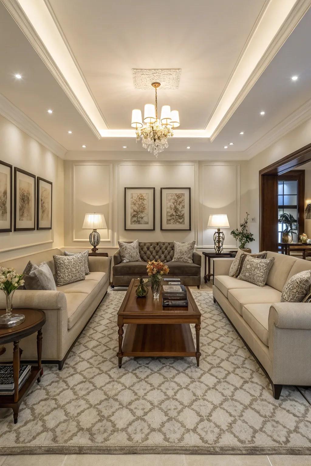 Symmetrical layouts bring harmony and balance to the living room.