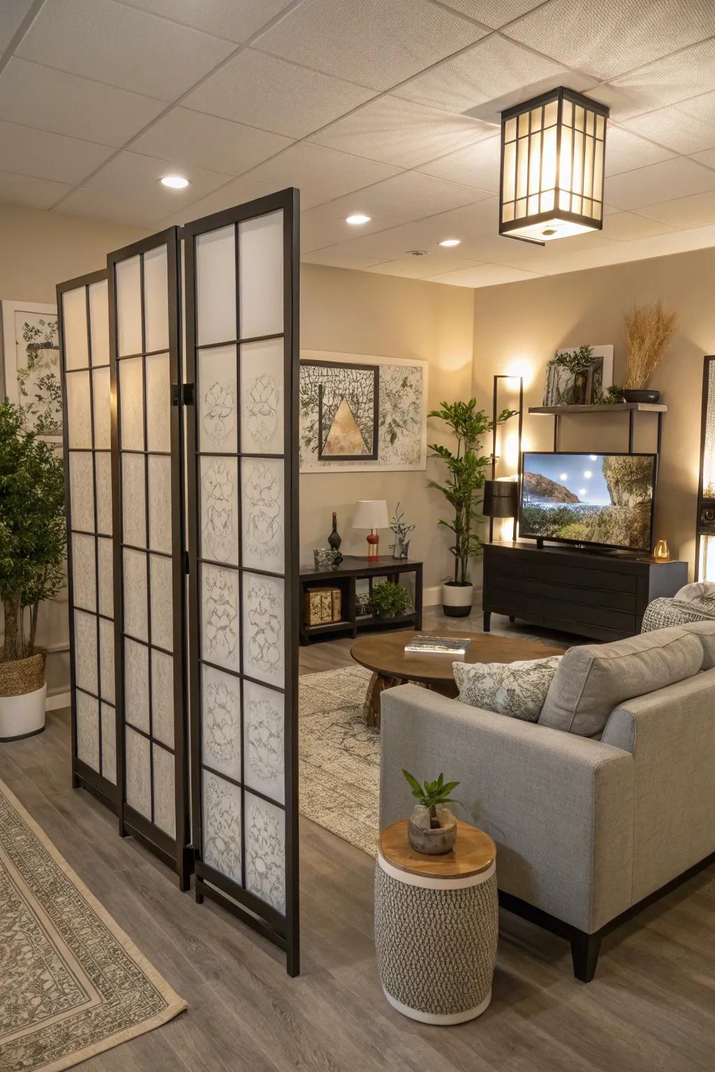 Define spaces with room dividers in your Sims 4 living room.