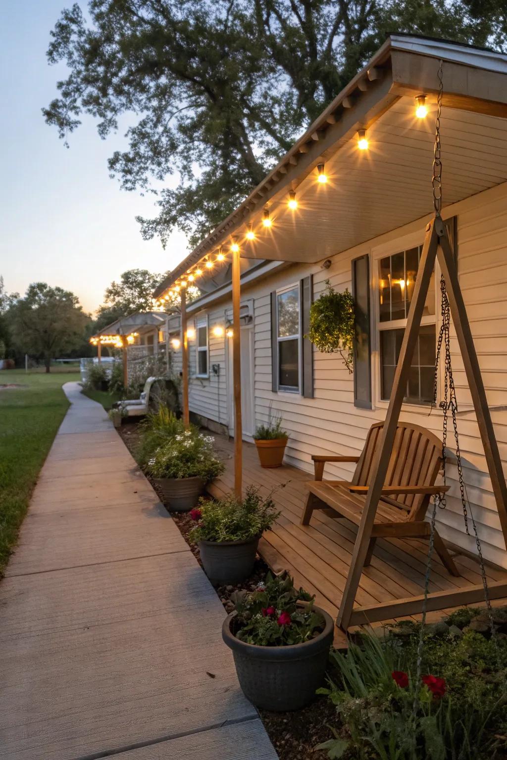 Solar accents give practical and green lighting.