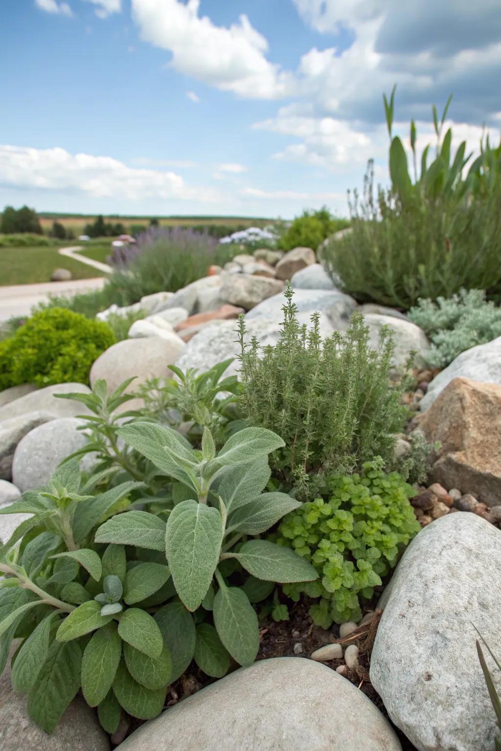 Edible plants add taste and aroma to your rock garden.