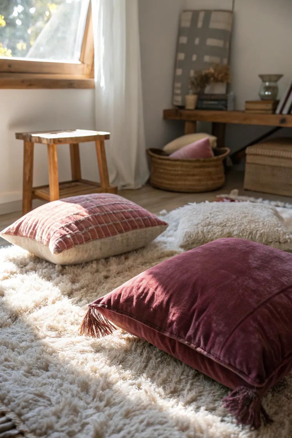 Textures add depth and coziness to the den.