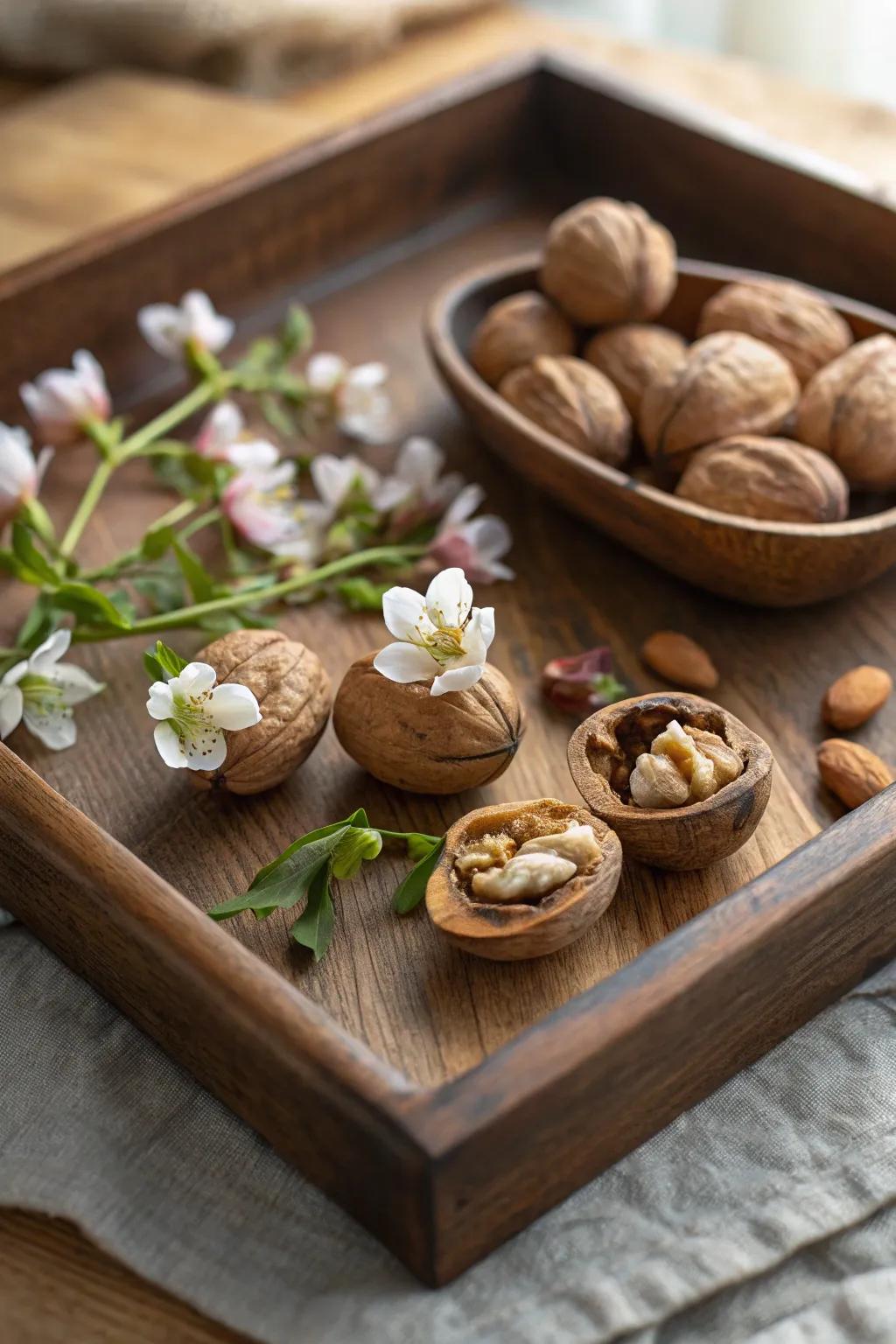 Walnut shells can be transformed into unique tiny planters.