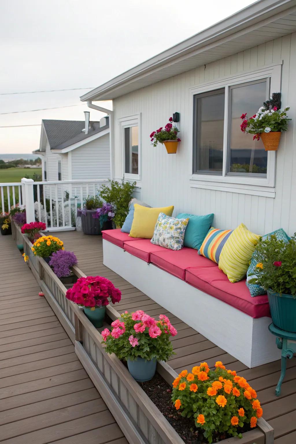 Colorful accents bring vibrancy to the deck.