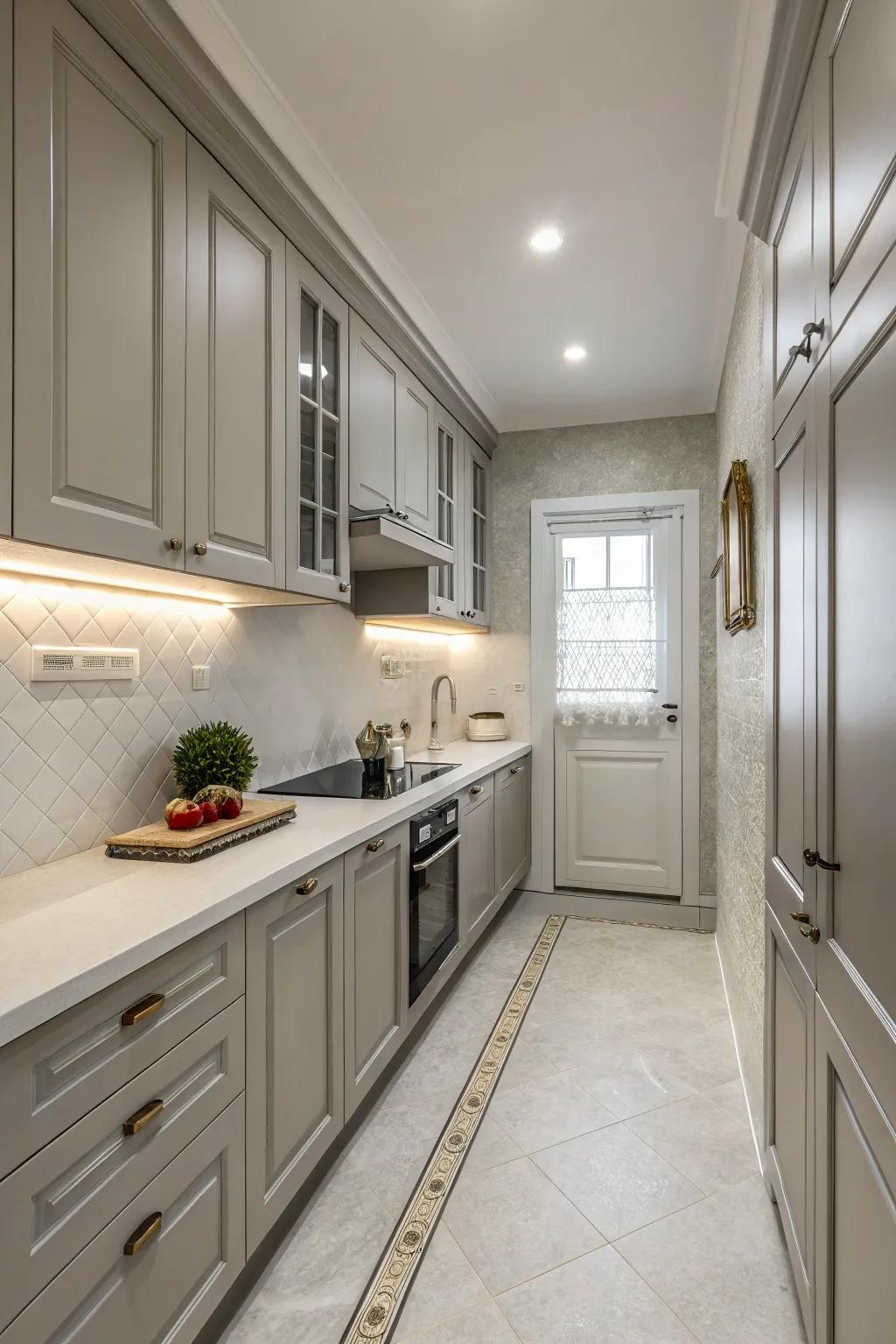 Solid colored patterns join small cooking areas.