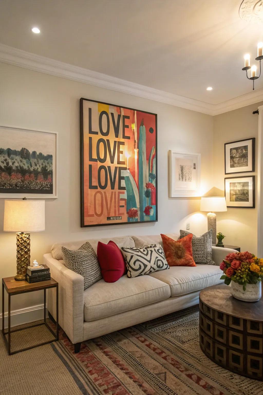 Bold art can be a stunning focal point.