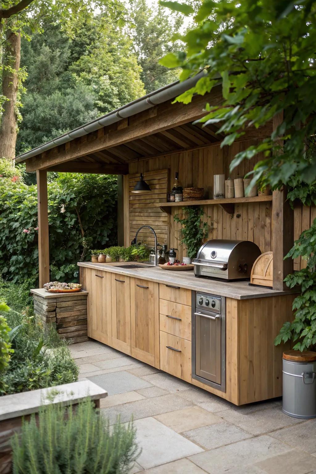Natural wood creates a warm and inviting kitchen space.