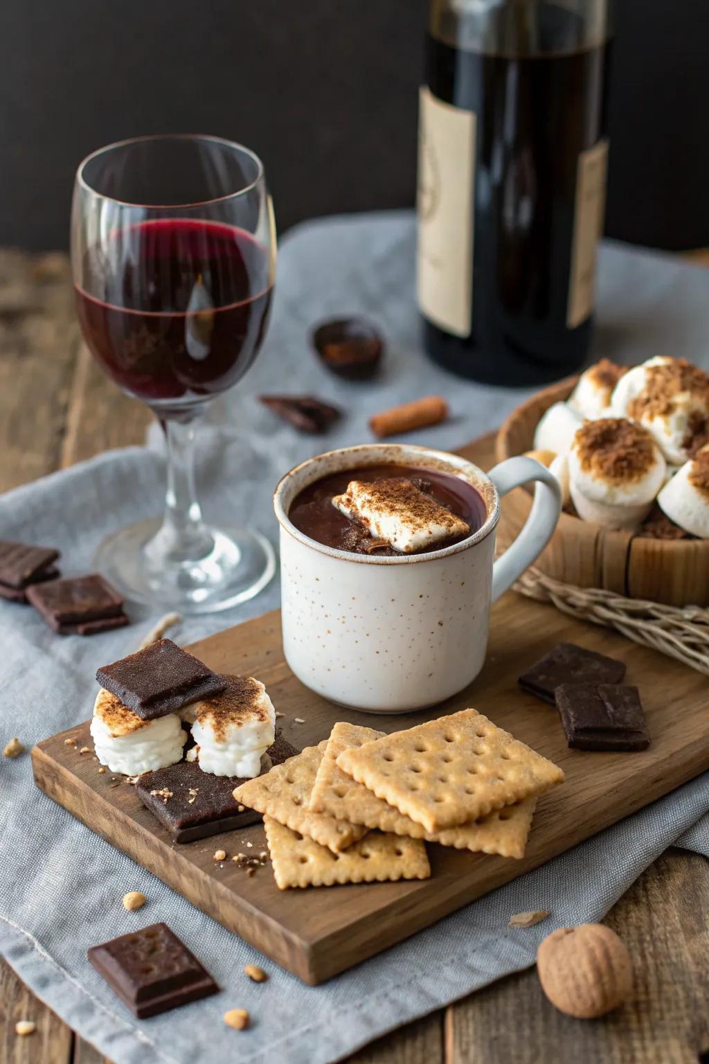 Beverage pairings can elevate the s'mores experience with complementary flavors.