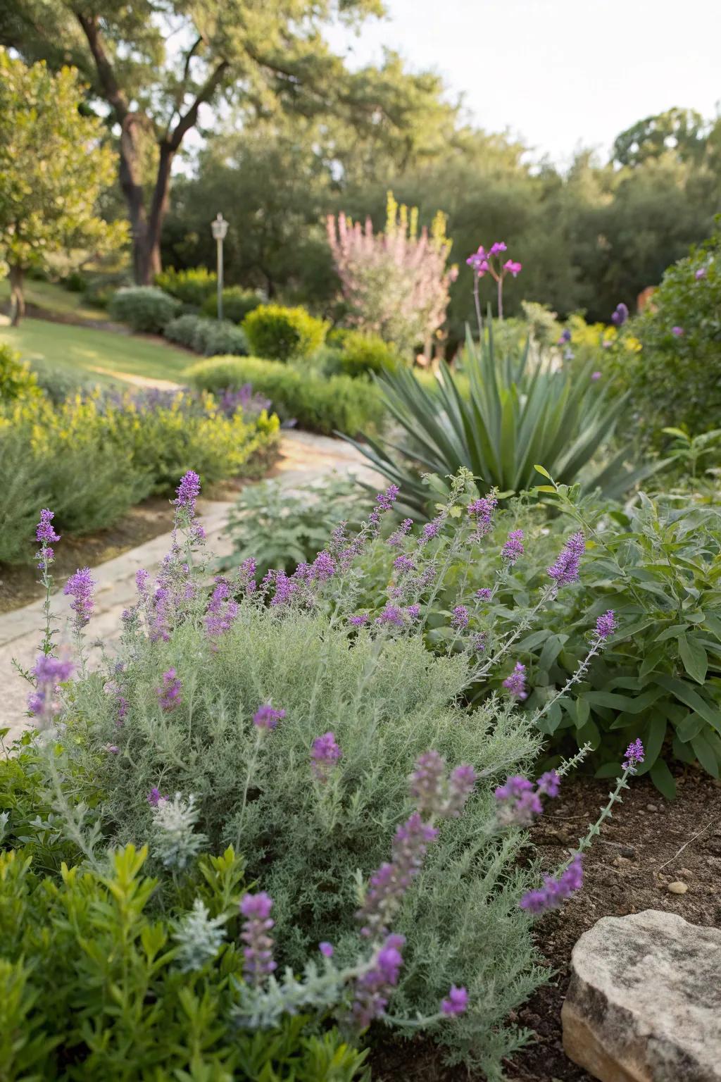 Texas sage as a striking garden focal point.