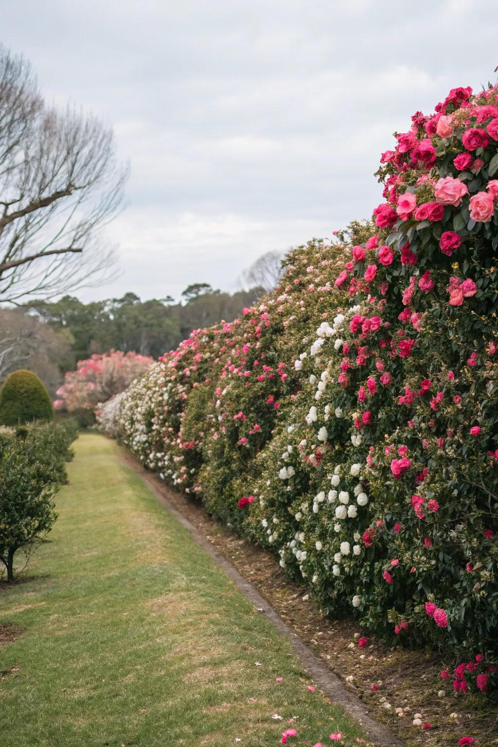 Camellias add southern allure to any barrier.