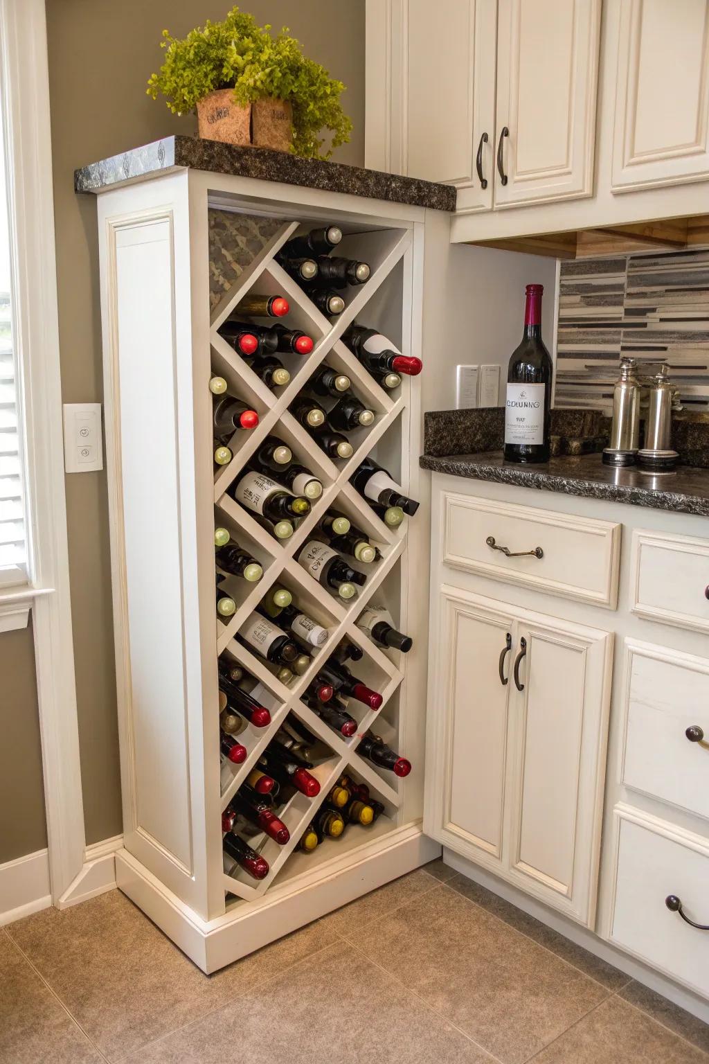 A wine corner creates a stylish highlight.