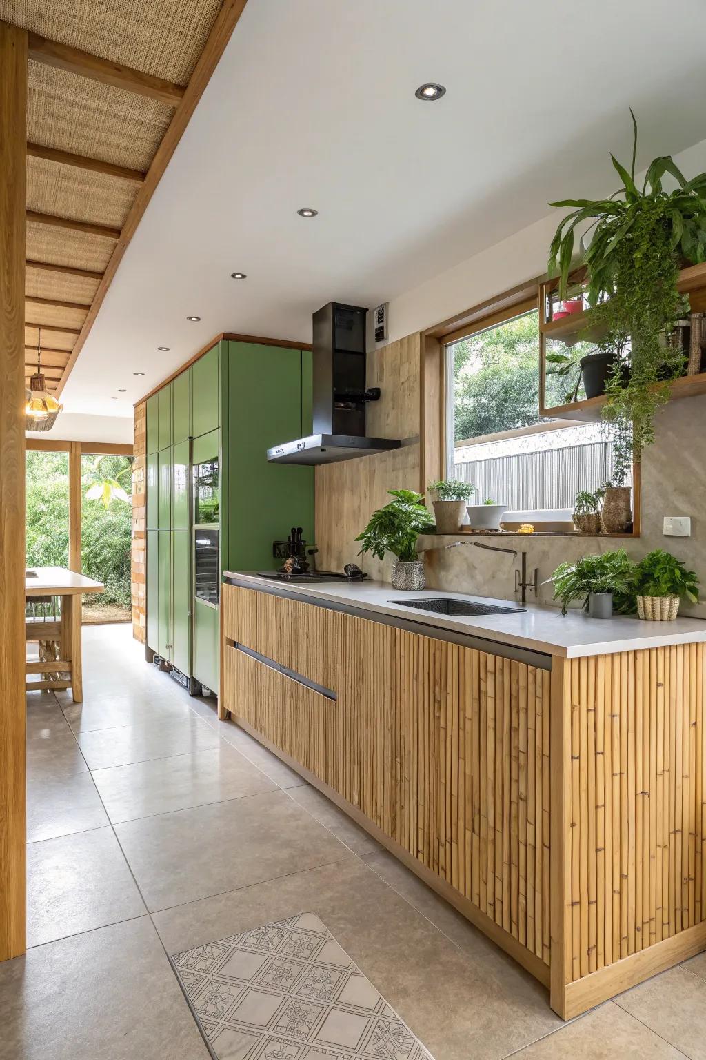 Opt for eco-friendly wainscoting materials for a sustainable kitchen