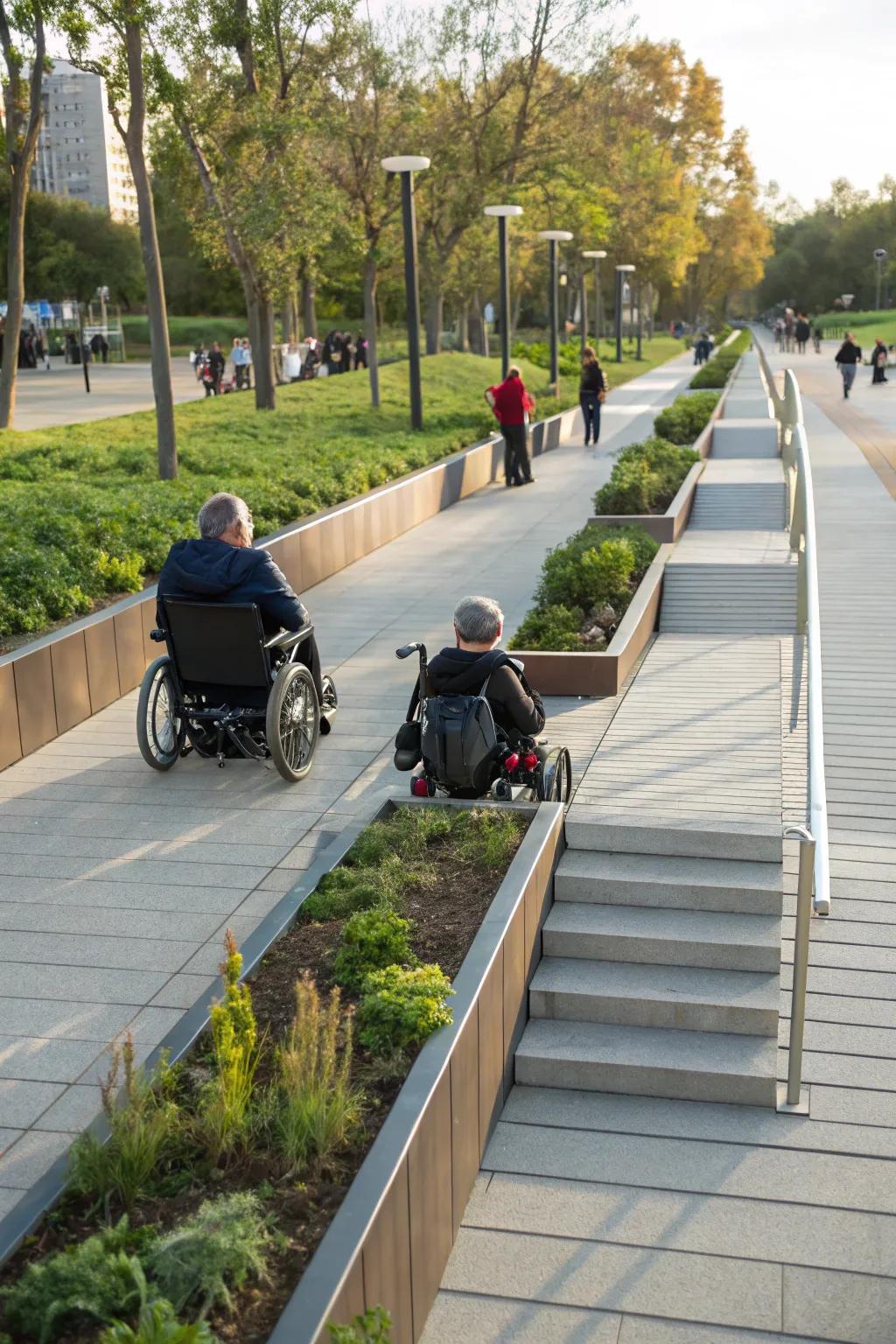 A step that serves as both a pathway and a seating area.