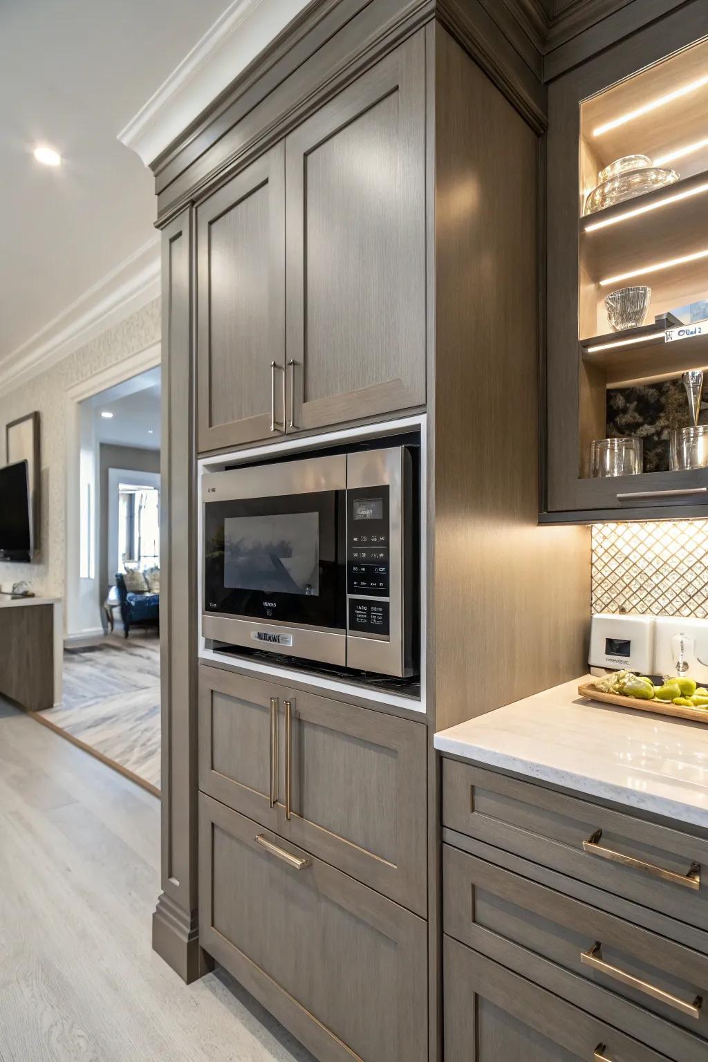 A custom niche for your speed oven infuses a personal touch into your kitchen.