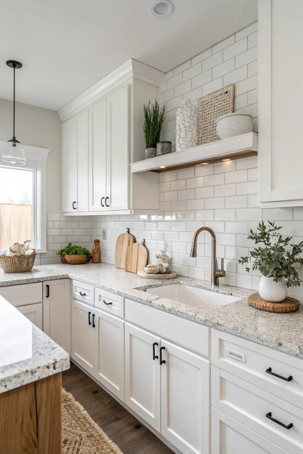 Minimalist decor allows the splendor of frosty quartz to stand out.