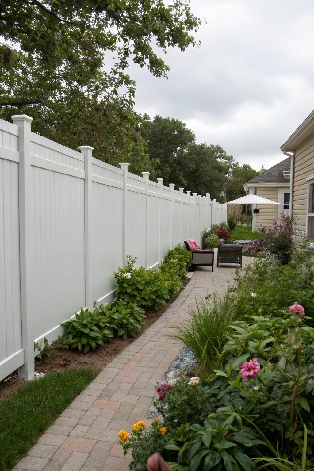 A sound dampening fence offers serenity and quietude in a bustling milieu.