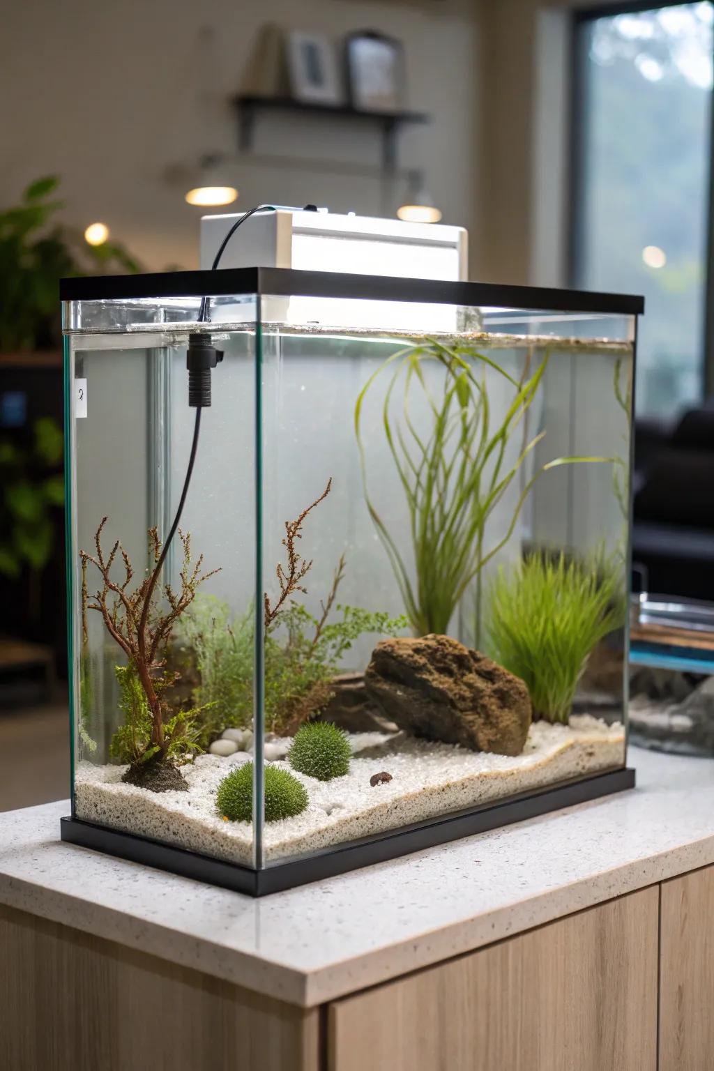 Minimalism brings elegance and focus to this tank.