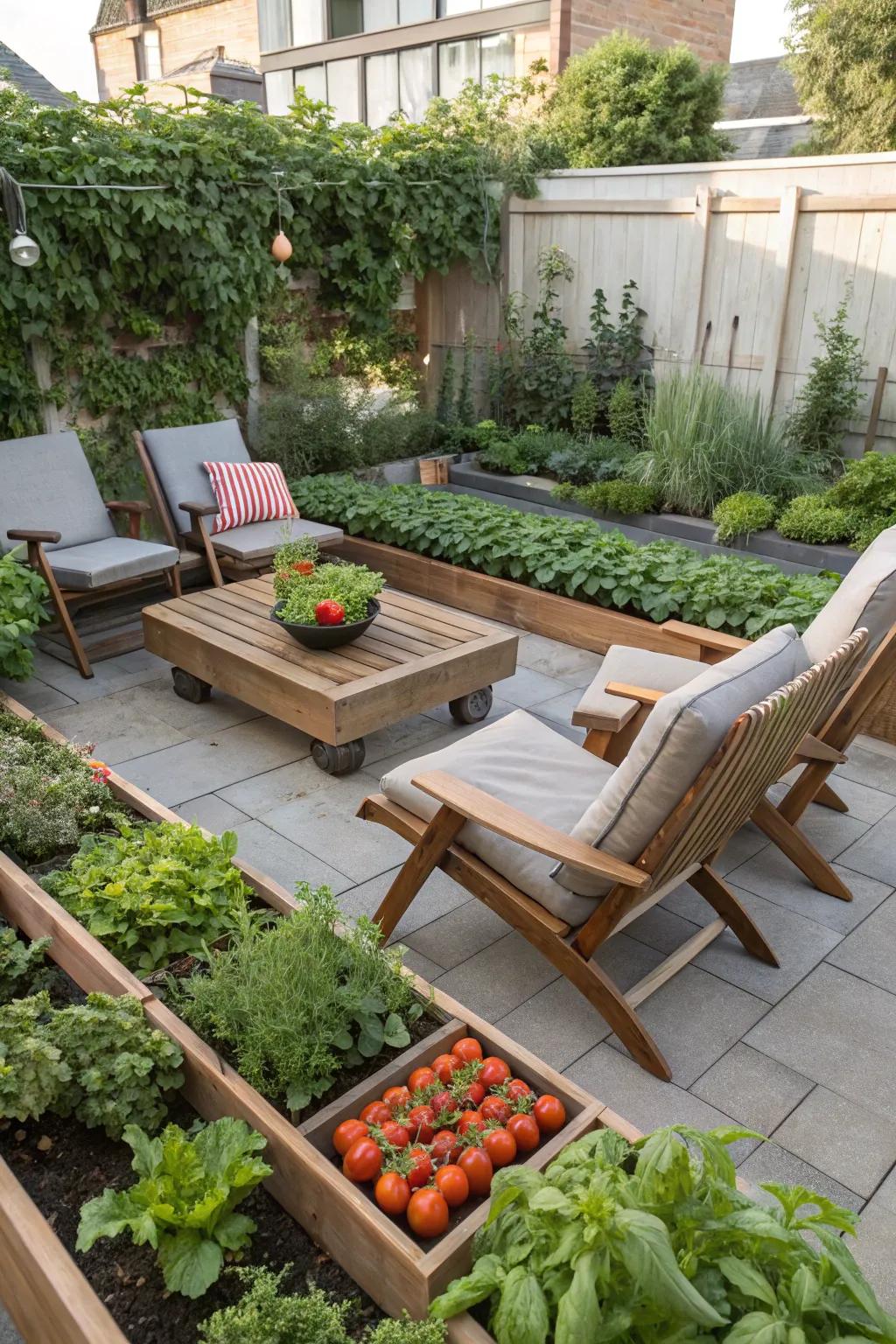 A small garden adds beauty and practicality.